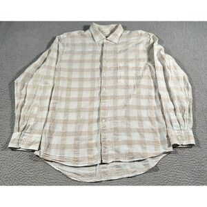 Billy Reid Shirt Mens XL Beige White Plaid Standard Fit Button Up‎ Casual Wear